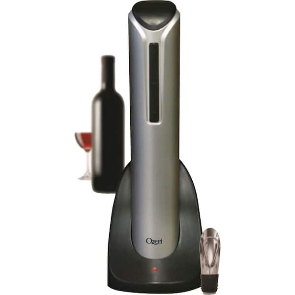 Ozeri Pro Electric Wine Bottle Opener with Wine Pourer, Stopper, Foil Cutter and Elegant Recharging Stand