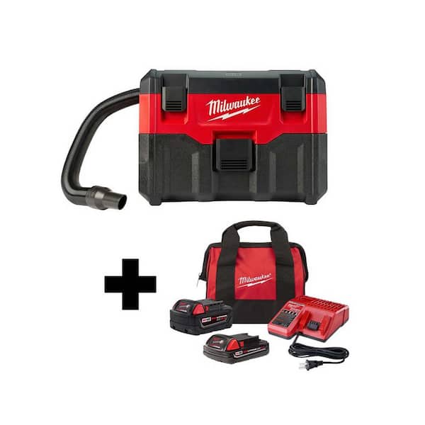 Milwaukee M18 18-Volt 2 Gal. Lithium-Ion Cordless Wet/Dry Vac with 5.0 Ah and 2.0 Ah Battery & Charger