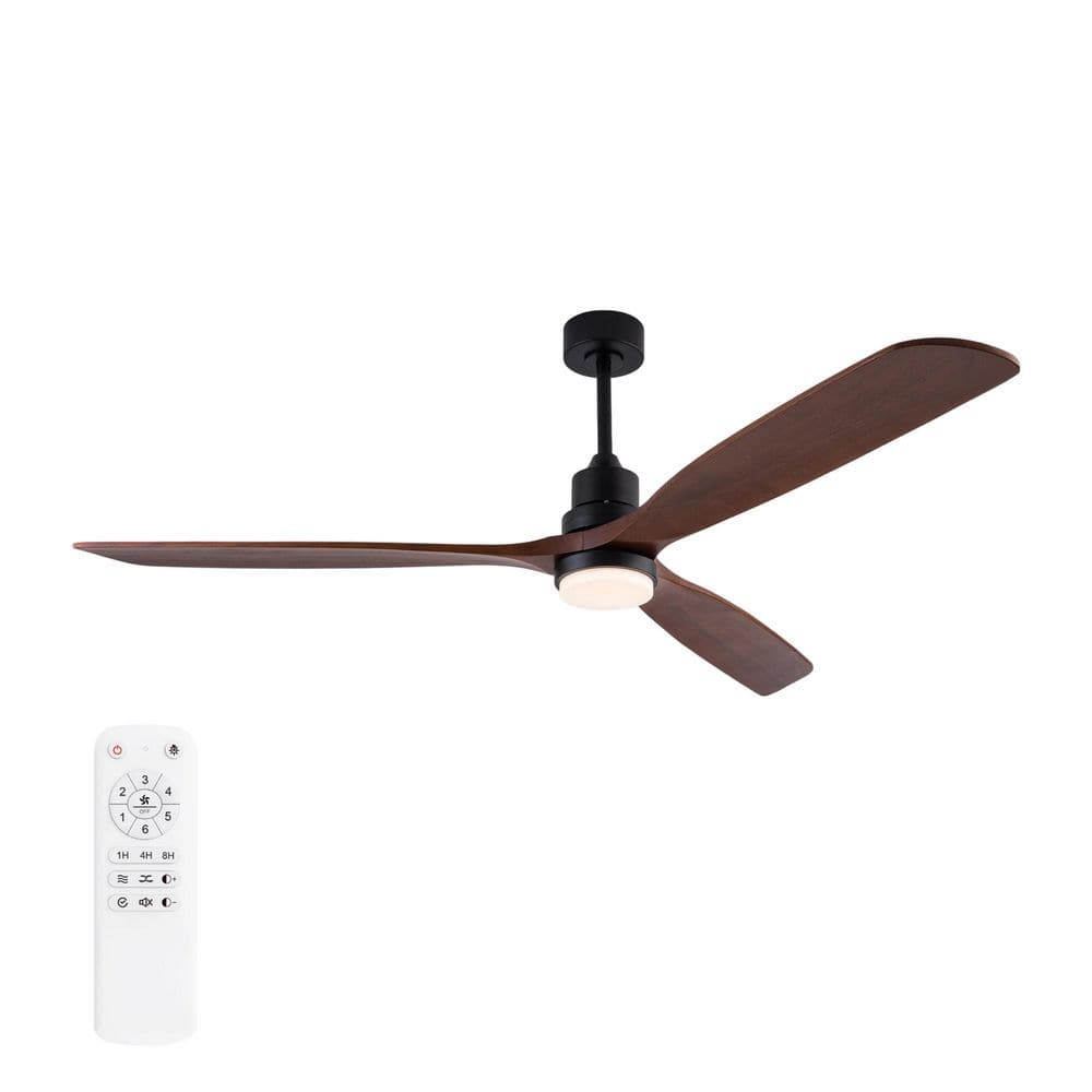 72 in. Indoor/Outdoor Black Downrod Mount Ceiling Fan with Light, Walnut Wood Blades Ceiling Fan for Patio Living Room price history on PriceWatchPro