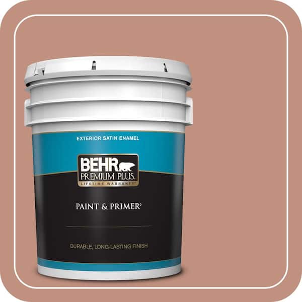 BEHR PREMIUM PLUS 5 gal. #MQ1-51 Mesa Peach Satin Enamel Exterior Paint & Primer