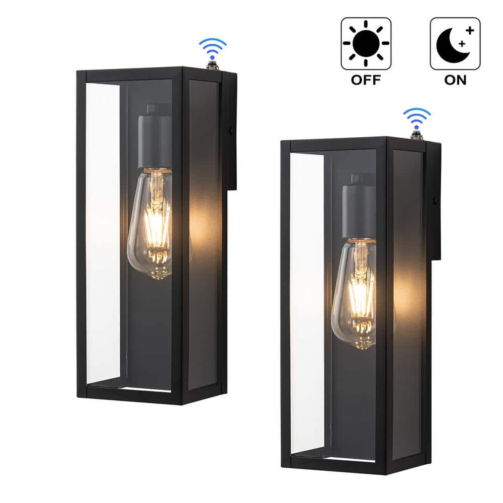 12.75 in. Black Dusk to Dawn Outdoor Wall Lantern Sconce with Clear Tempered Glass, No Bulb Included (2-Pack) price history on PriceWatchPro