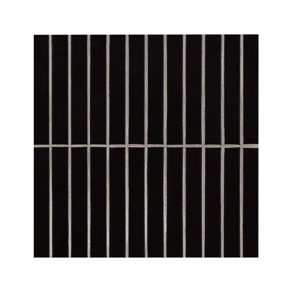 Retro Nero Stacked 12 in. x 12 in. x 0.24 in. Matte Porcelain Mesh-Mounted Mosaic Tile (14.1 sq. ft./Case) price history on PriceWatchPro