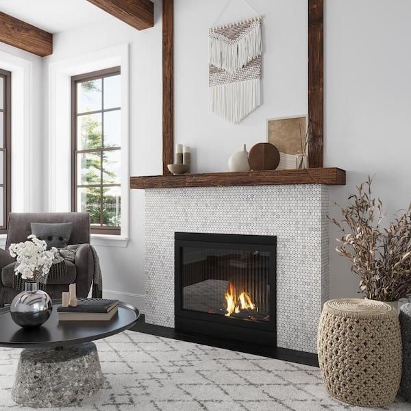White 11.3 in. x 12.3 in. Polished Penny Round Marble Mosaic Tile (4.83 sq. ft./Case)
