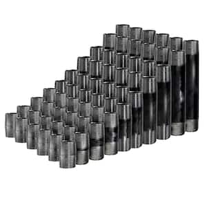 1 in. Black Steel Pipe Nipple Assortment, Includes 66 Pipes- 6 of each Length 1 in. - 6 in.