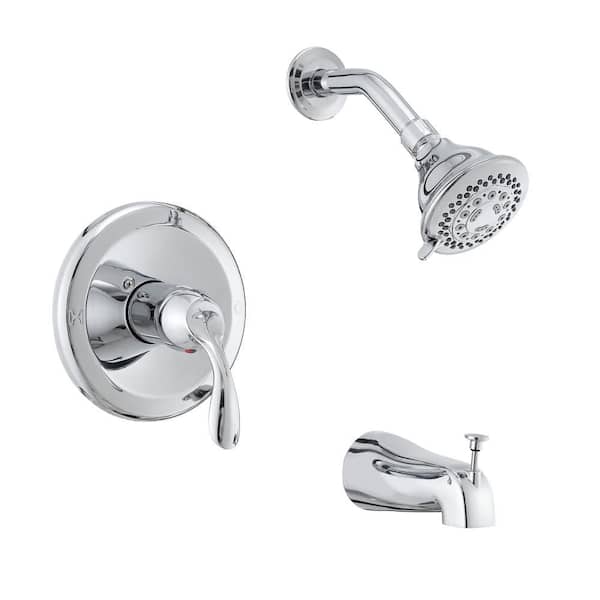 Single Handle 5-Spray Wall Mounted Tub and Shower Faucet 1.8 GPM High Pressure Brass Shower System in Polished Chrome