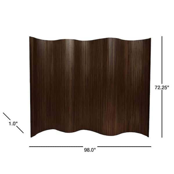 6 ft. Dark Mocha Bamboo Wave 1-Panel Room Divider