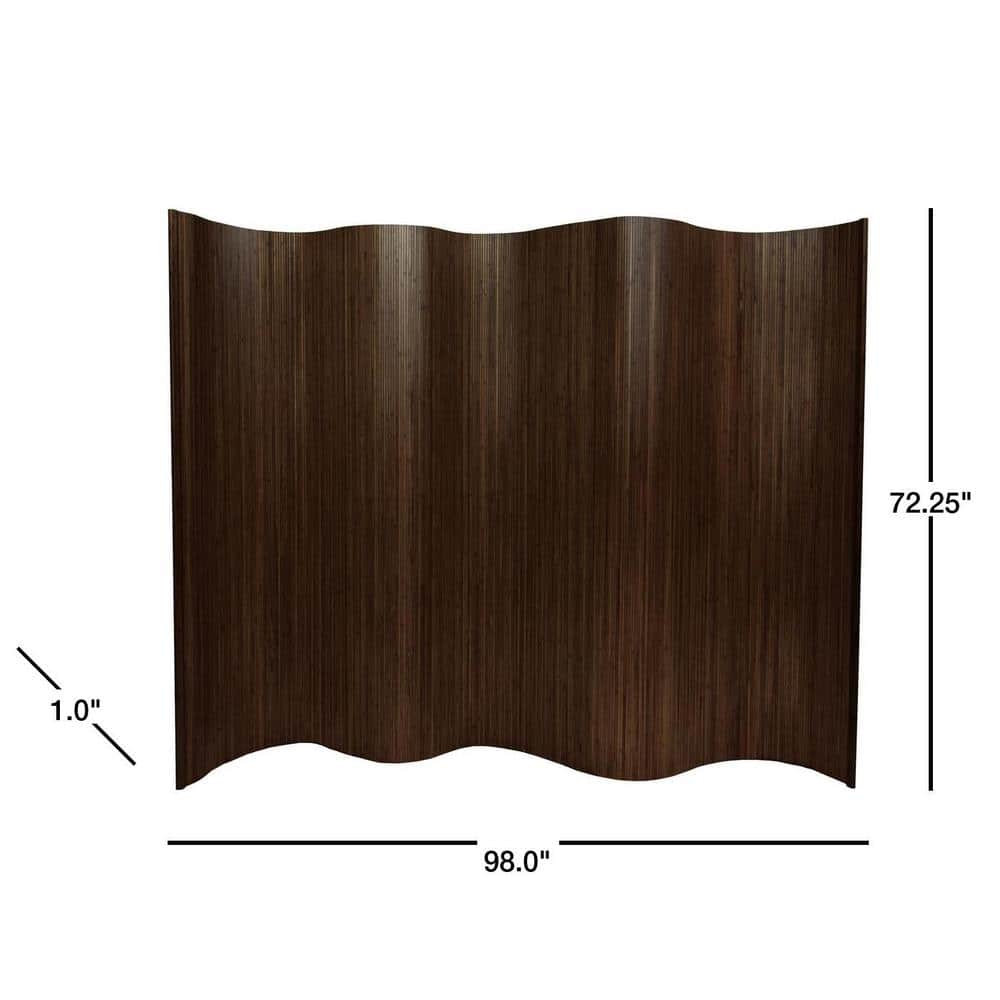 6 ft. Dark Mocha Bamboo Wave Room Divider