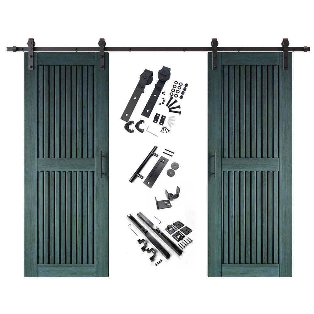 ST 26 in. x 80 in. C-Panel Royal Pine Vertical Stripe Design Double Pine Wood Sliding Barn Door with Hardware Kit price history on PriceWatchPro