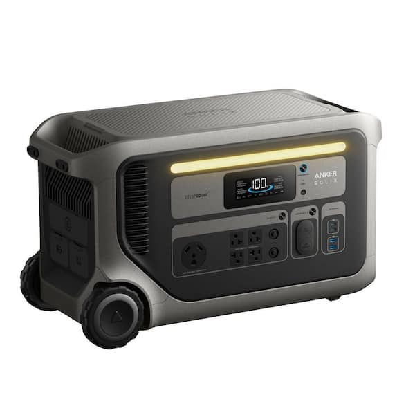 SOLIX F3000 3,600-Watt Output Push Button Start Battery Generator, 3,072Wh, 2,400W Solar Recharging, For Power Outages