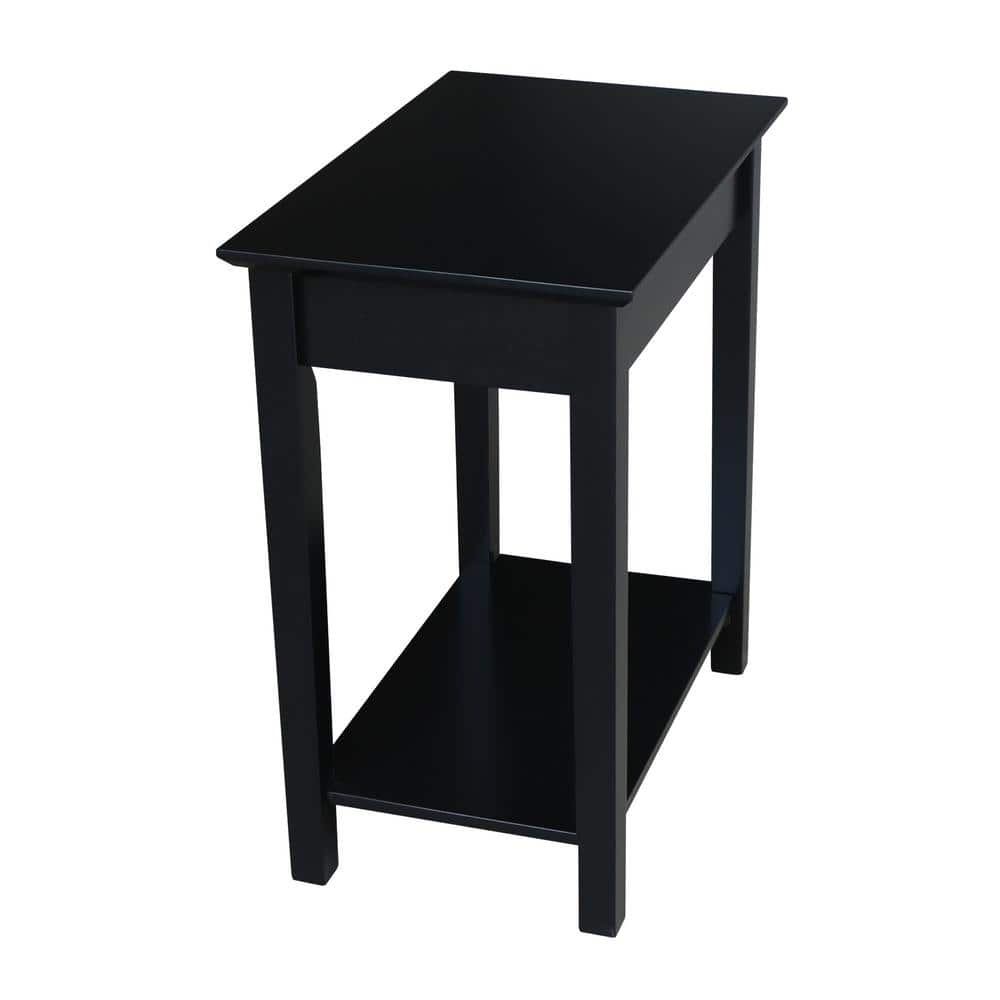 Elegant Black Solid Wood Narrow End Table with Storage