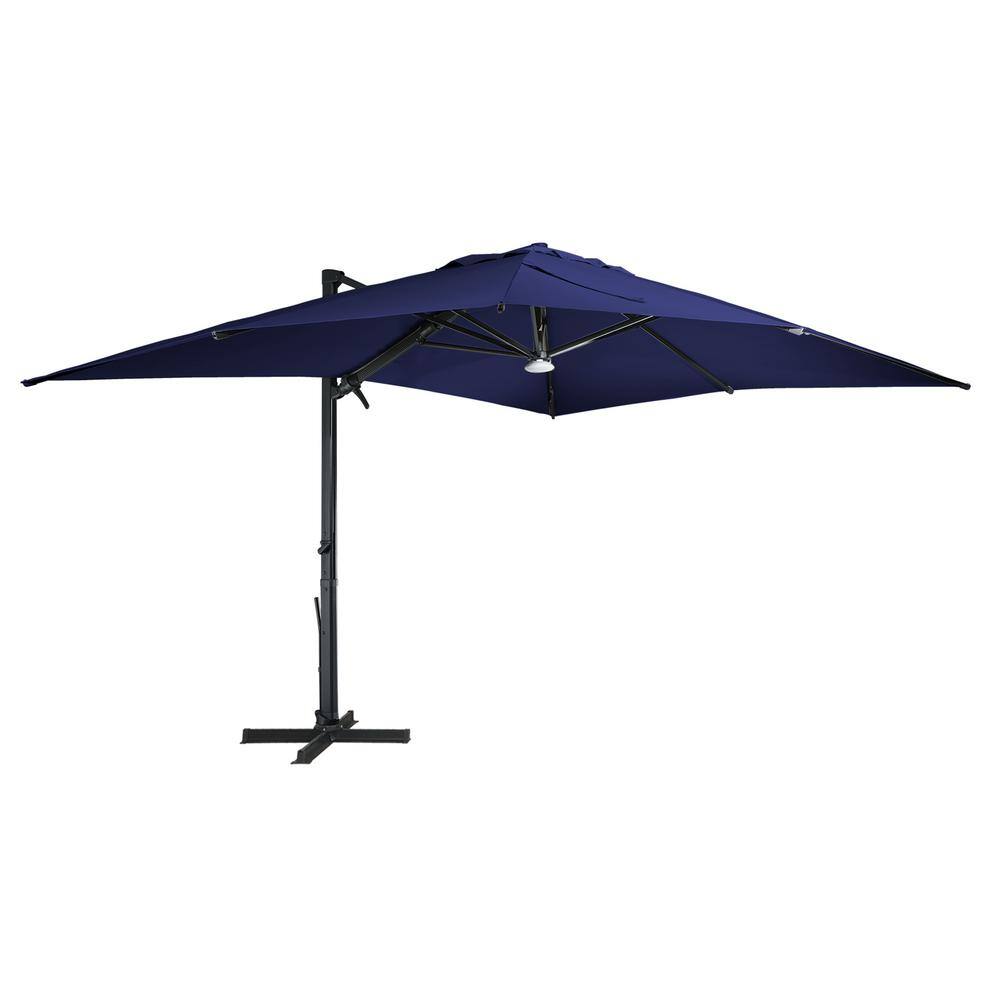 10 x 13 ft. Cantilever Umbrella Rectangular Crank Market Tilt Patio Umbrella w Bluetooth Light in Navy Blue price history on PriceWatchPro