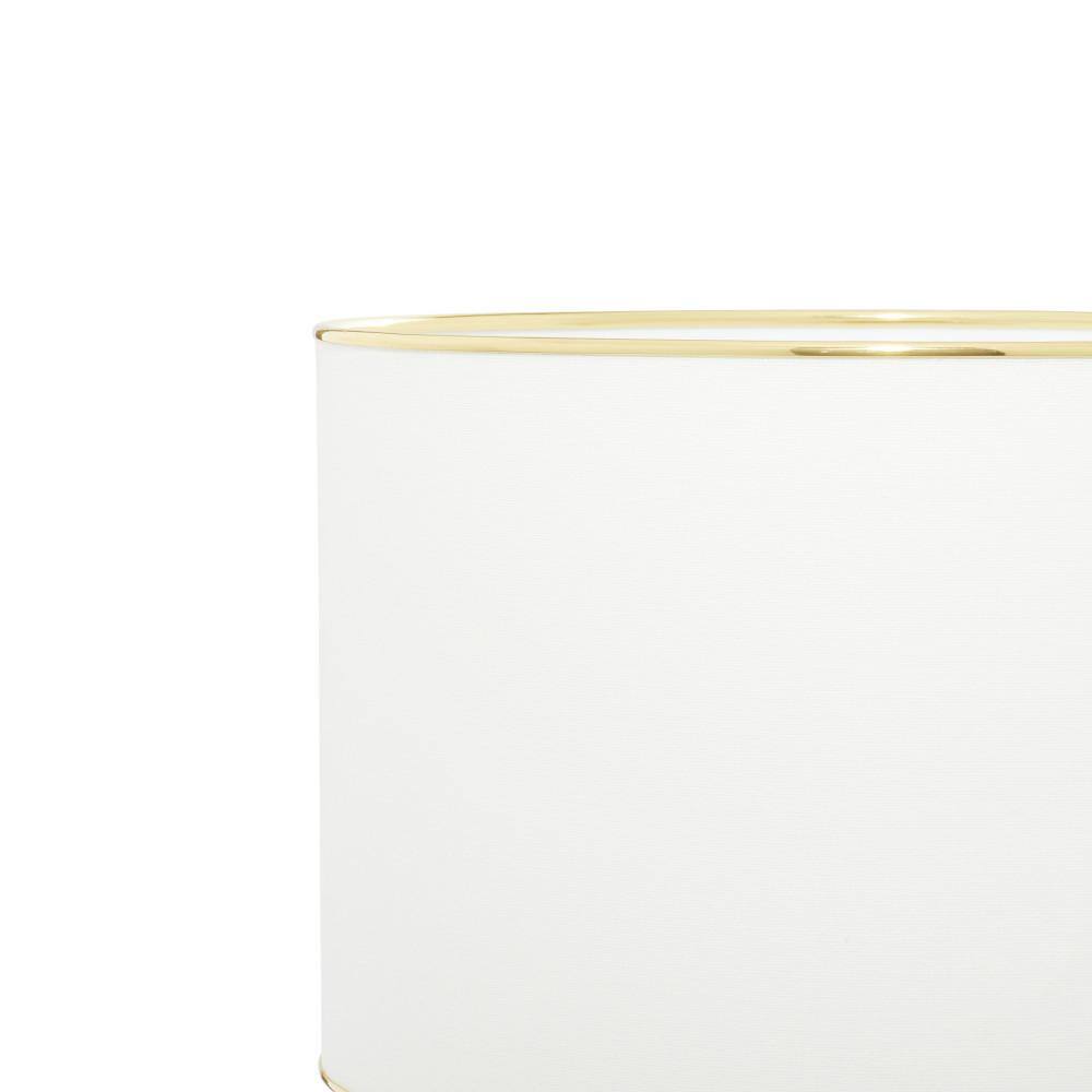 Gold Trim White Ceramic Cylindrical Nightstand Lamp