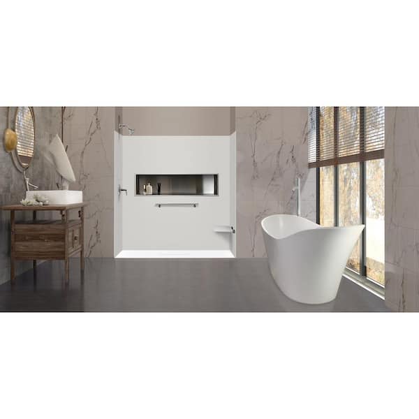 WOODBRIDGE 48 in. L x 36 in. W Alcove Zero Threshold Shower Pan Base with  Left/Right Drain in White,Low Profile,Wheel Chair Access HSB4316 - The Home  Depot