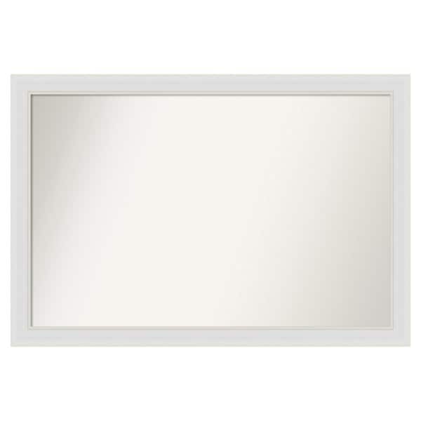 Amanti Art Flair Soft White Narrow 44 in. x 30 in. Custom Non-Beveled Satin Recyled Polystyrene Bathroom Vanity Wall Mirror