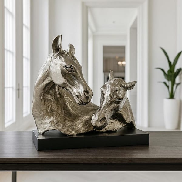Bronze 18 in. x 14 in. Wide Handmade Aluminum Metal Abstract Horse Sculpture