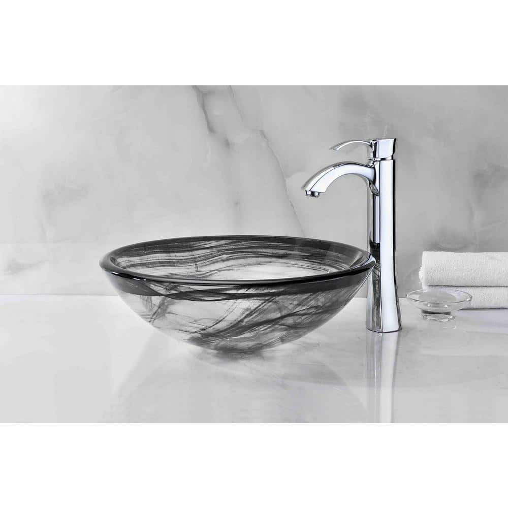 Smoky Green Tempered Glass Circular Vessel Sink
