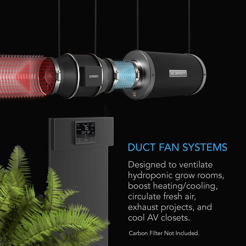 AC Infinity Black Wall Mounted Intake/Exhaust Fan with LCD Display