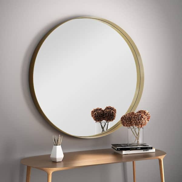 Epowp 32 In. W X 32 In. H Large Round Metal Framed Wall Bathroom Vanity 