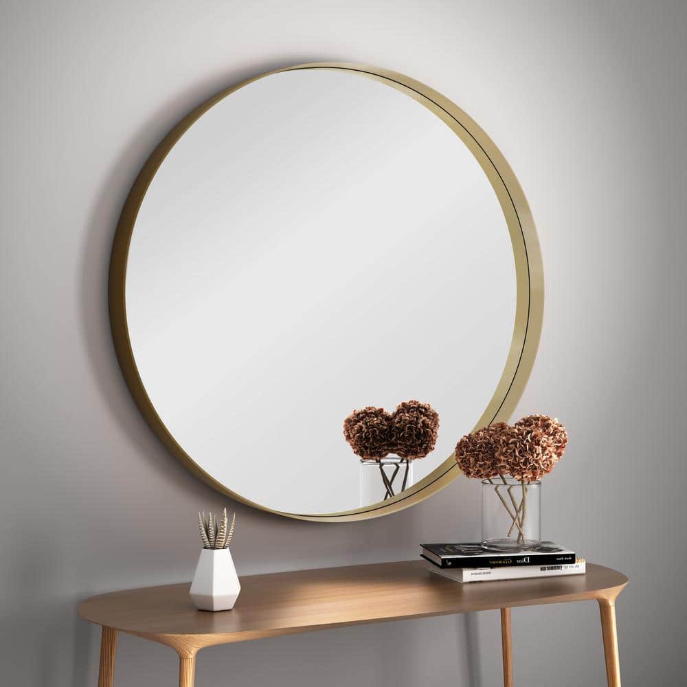 24 in. W x 24 in. H Large Round Metal Framed Wall Bathroom Vanity Mirror in