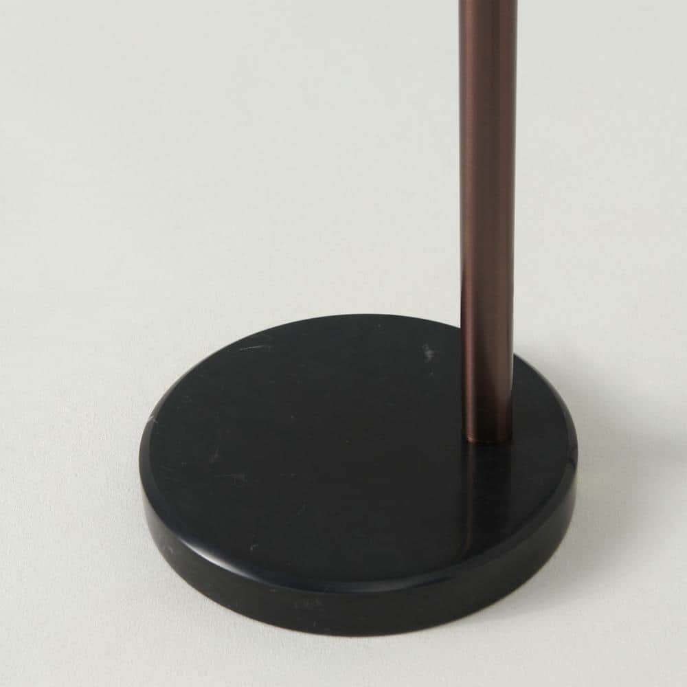 Bronze Trilage 84" Adjustable 3-Light LED Floor Lamp with Beige Shades