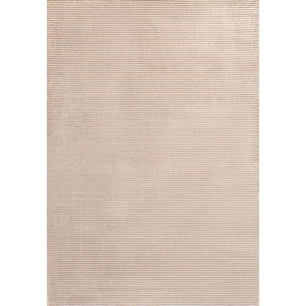 Cole Modern Minimalist Pinstripe High-Low White/Gold 3 ft. x 5 ft. Area Rug