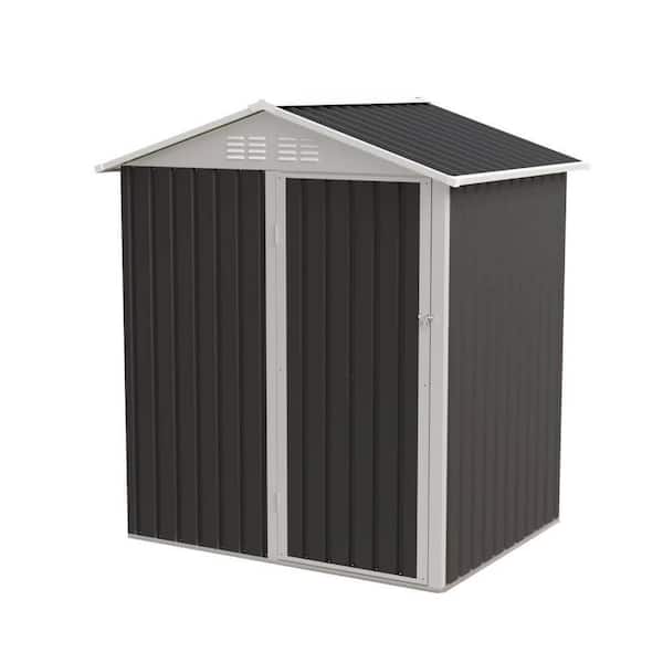 5.4 ft. W x 4.27 ft. D Outdoor Metal Storage Shed with Hinge Door Gray
