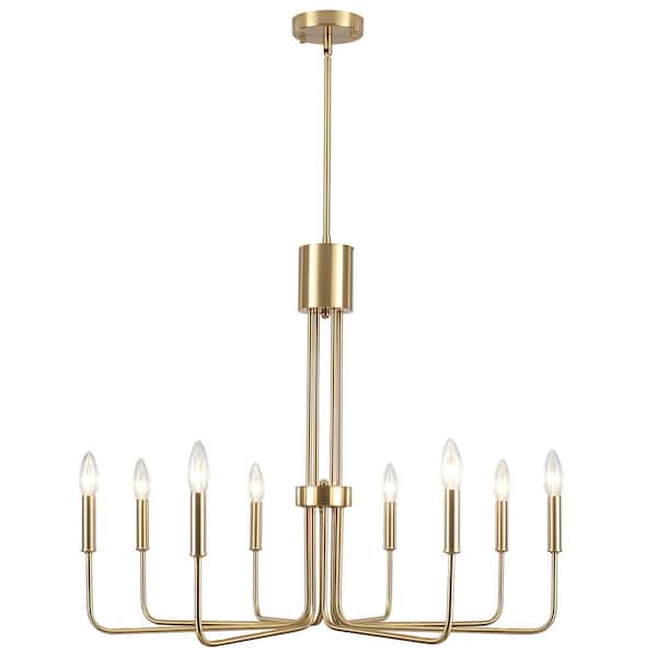 ADSENSTY 8-Light Brass Rustic Industrial Candle Chandelier Ceiling Hanging Lighting