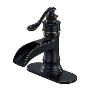 Waterfall Bathroom Faucet Single-Handle Single Hole Sink Faucet Deck Mount Oil Rubbed Bronze Vanity Faucets