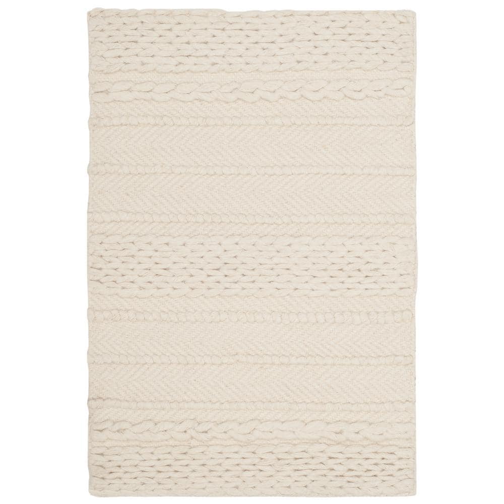 Ivory Hand-Tufted Wool Rectangular Area Rug 3' x 5'