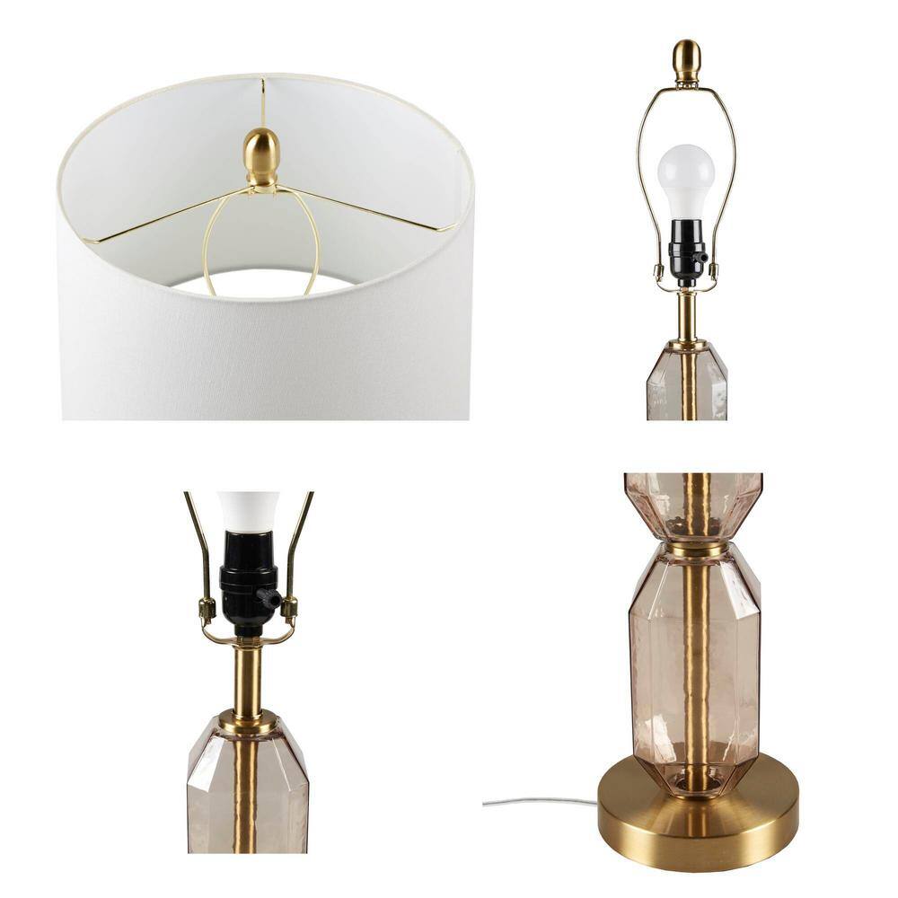 Zirconia Faceted Glass and Gold Metal Table Lamp