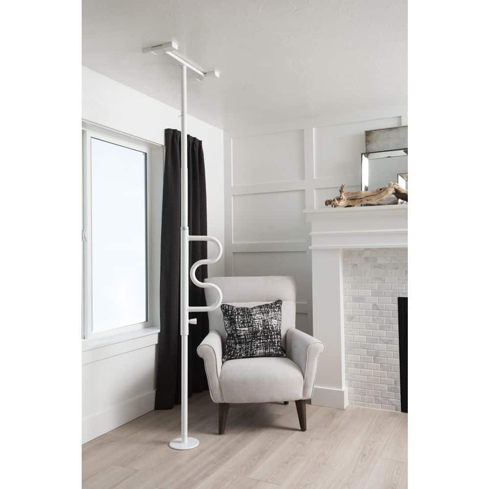 Black Tension-Mounted Safety Pole with Rotating Grab Bar