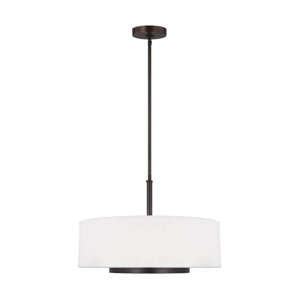 Nance Bronze 3-Light Pendant with Satin Etched Glass Shade