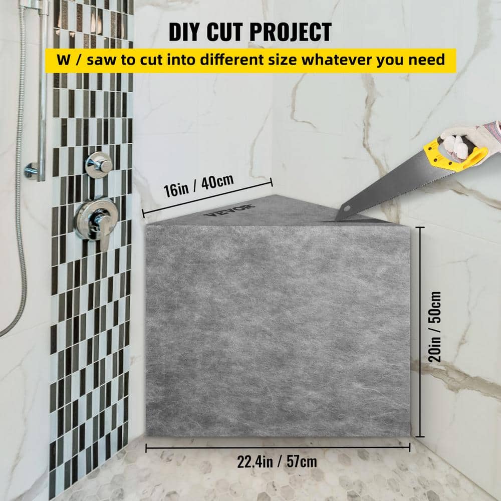 Gray Polystyrene Ready-to-Tile Corner Shower Seat