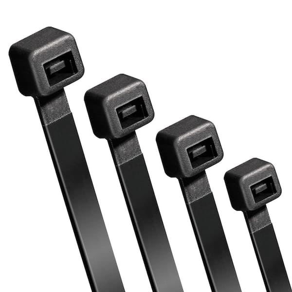 Unbranded 4 in. 6 in. 8 in., 11 in. Assorted Combo Pack UV Resistant Cable Zip Ties UV (Black) (500-Pack)