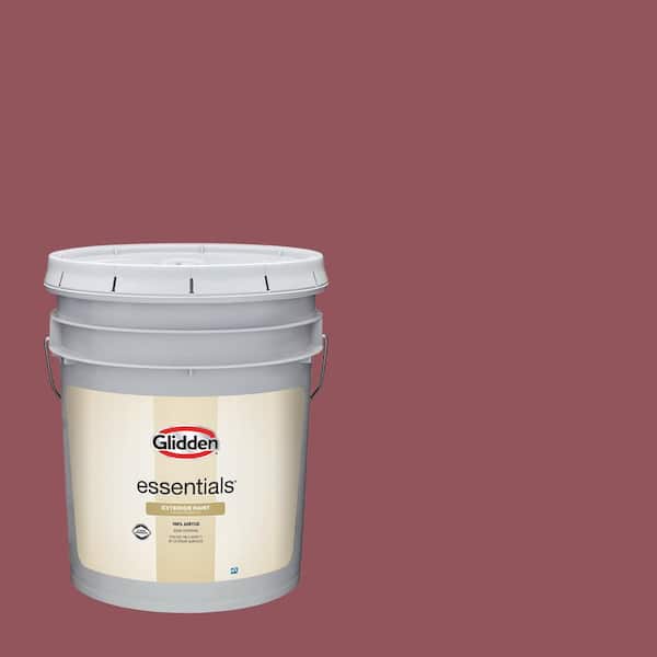 Glidden Essentials 5 gal. PPG1052-6 Mesa Red Satin Exterior Paint