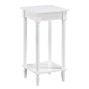 French Country Kim 14 in. White Square End Table with Shelf