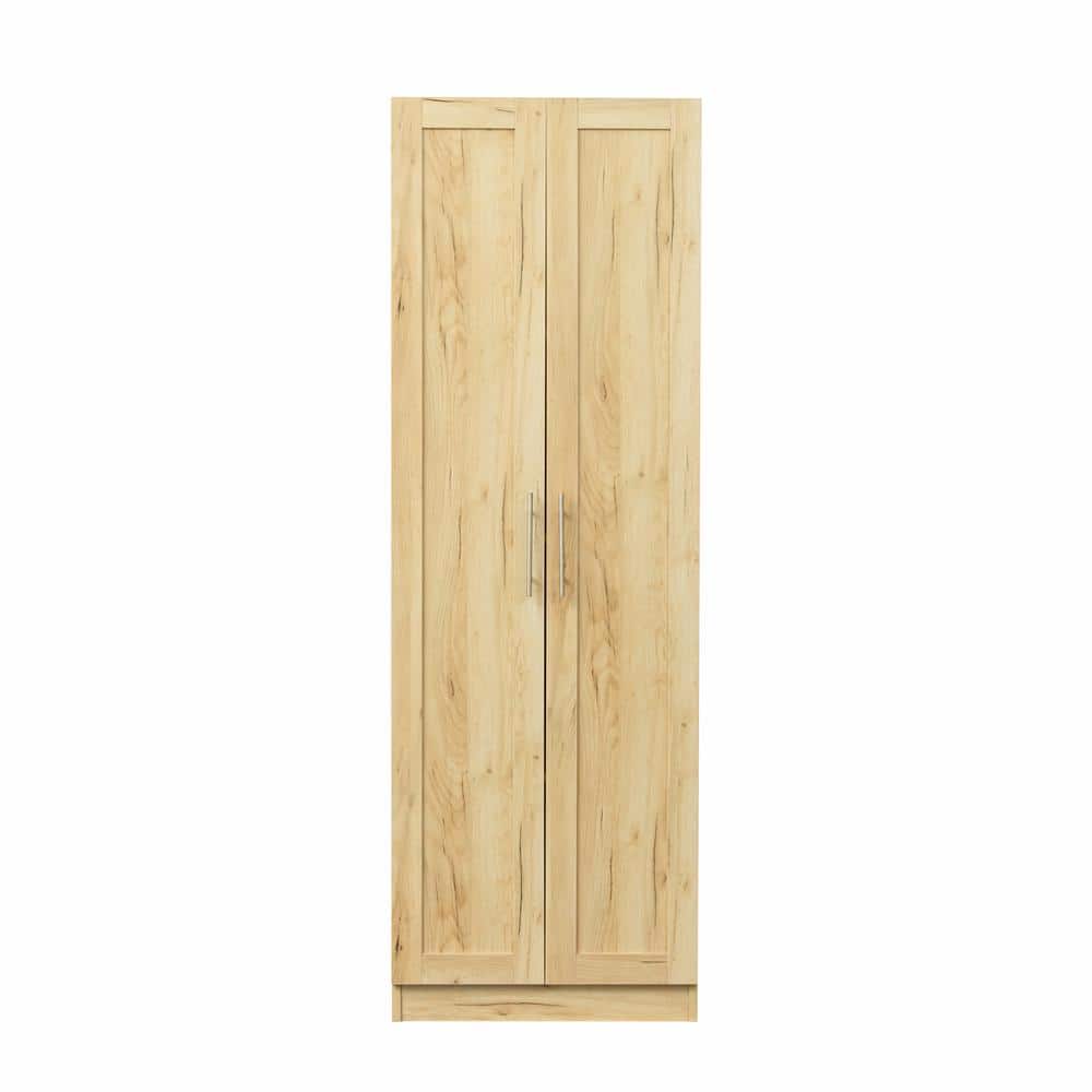 23.62 in. White Wood Armoire High Wardrobe and Kitchen Cabinet with 2-Doors