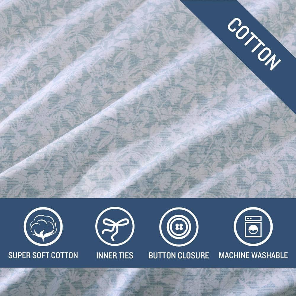 King Light Blue Cotton Boho-Chic Duvet Cover Set