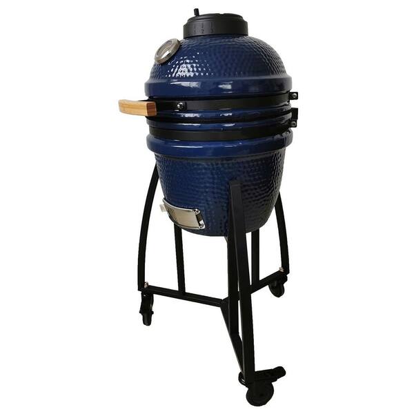 Lifesmart 15 in. Kamado Charcoal Outdoor Pizza Oven with Pizza Stone and  Bamboo Handles in Blue SCS-CPO21BLU - The Home Depot