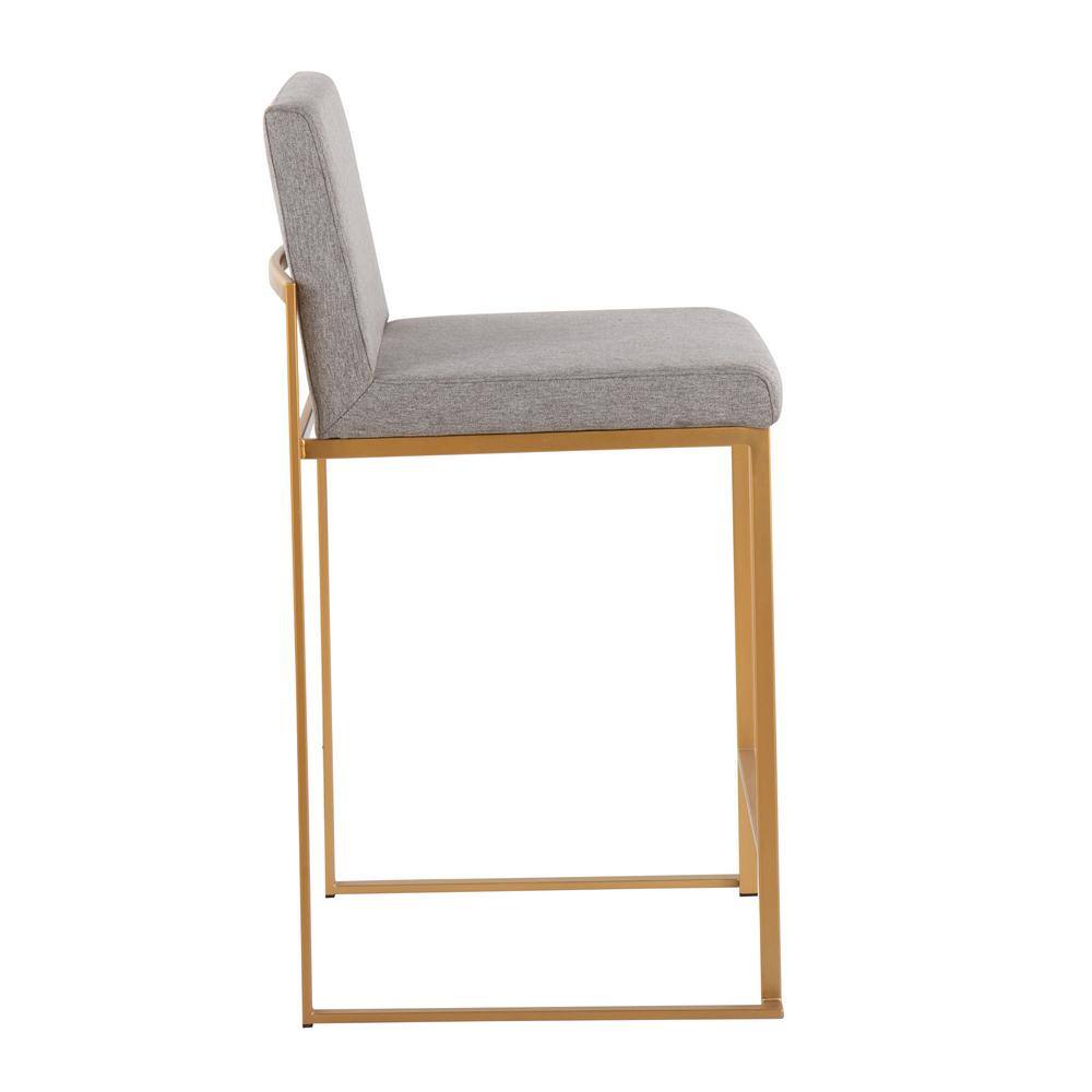 Adjustable Gold Steel and Grey Fabric Backless Stool