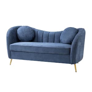 Carmen Navy 64.6 in. Wide 2-Seat Polyster Loveseat with Removable Cushions