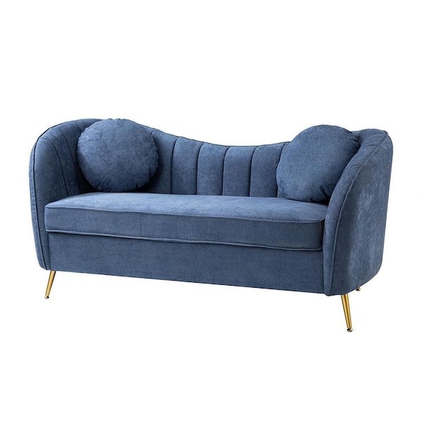 ARTFUL LIVING DESIGN Carmen Navy 64.6 in. Wide 2-Seat Polyster Loveseat with Removable Cushions