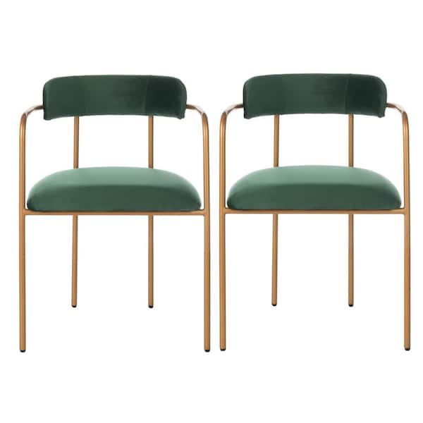 SAFAVIEH Camille Green/Gold Accent Chair (Set of 2)