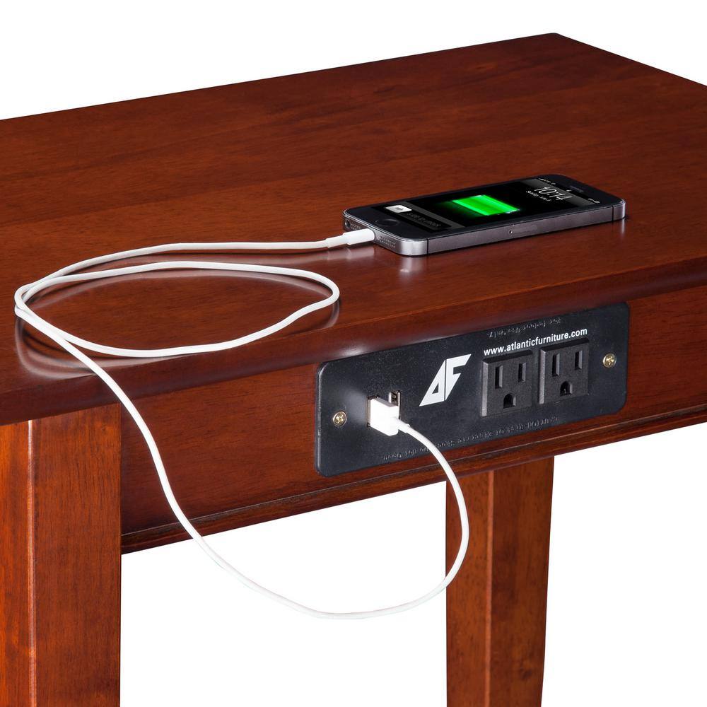 Walnut Shaker Chair Side Table with Charging Station