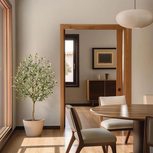 Olive Trees Indoor, 7 ft. Tall Artificial Olive Tree Plants, Faux Olive Tree with Realistic Trunk, Leaves, Fruits