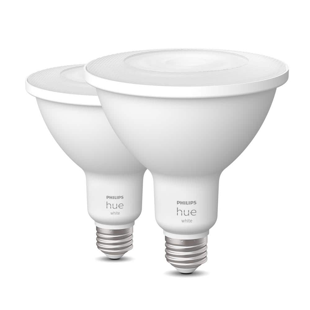 Philips Hue 100-Watt PAR38 Smart Waterproof Soft White (2700K) Light Bulb (2-Pack) 577361 - Depot