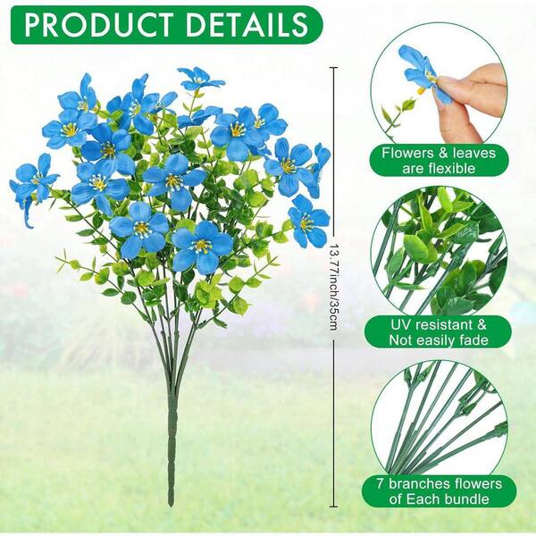 13.8 in. Blue Indoor/Outdoor Artificial Assorted Flowers