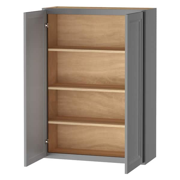 Keyport Shaker 30 in. W x 12 in. D x 42 in. H Plywood Tool-Free Ready To Assemble Wall Kitchen Cabinet in Charcoal