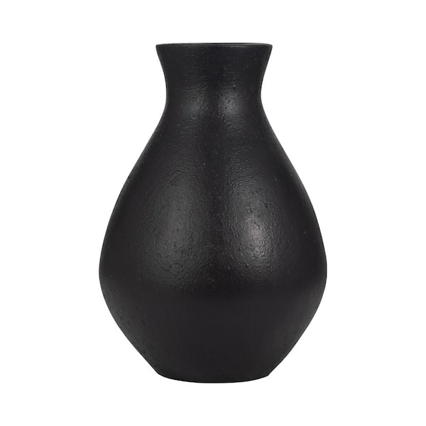 Liv & Skye 19 in. Black Pottery Round Decorative Vase