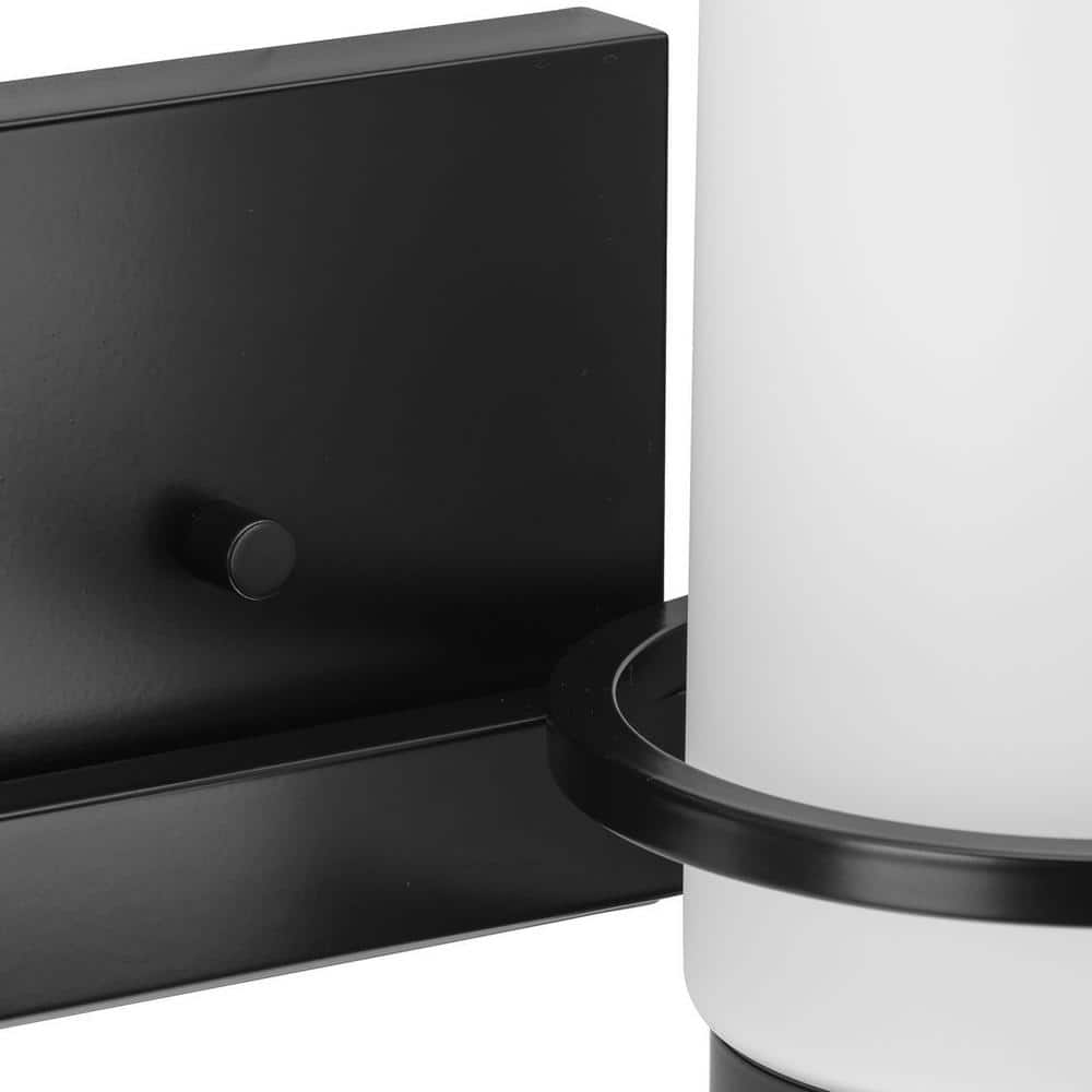 Matte Black and White Glass 2-Light Vanity Fixture